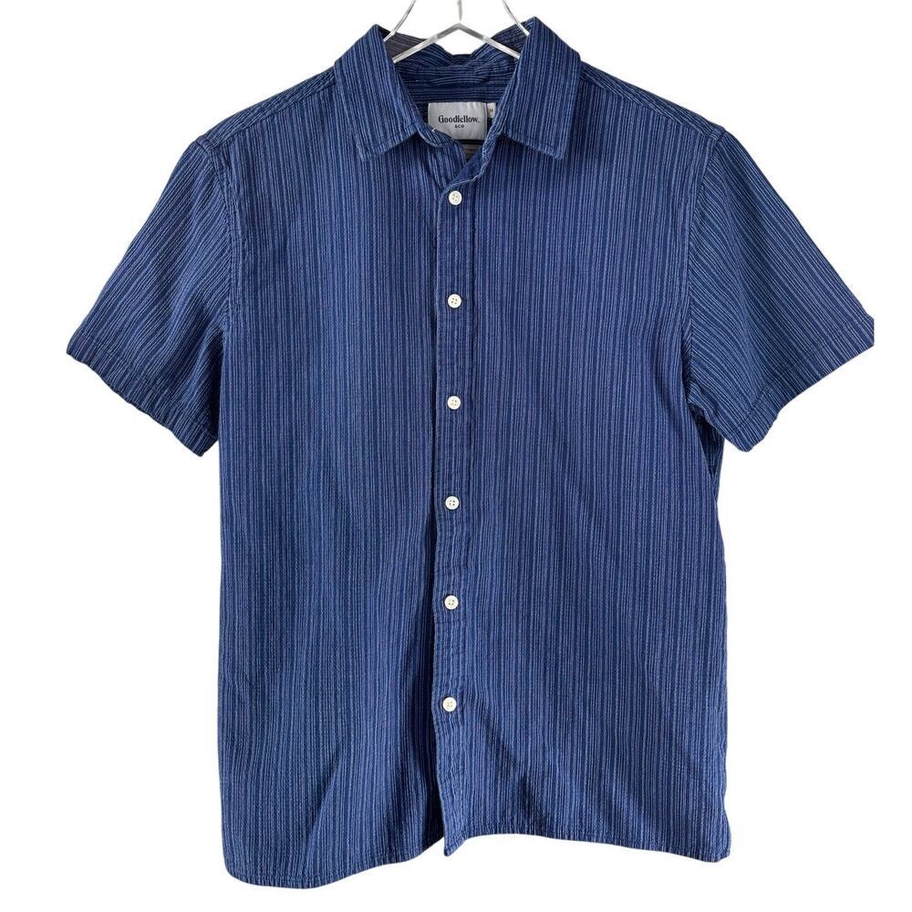 Goodfellow & Co Mens Button Down Short Sleeve‎ Striped Shirt Blue Size M